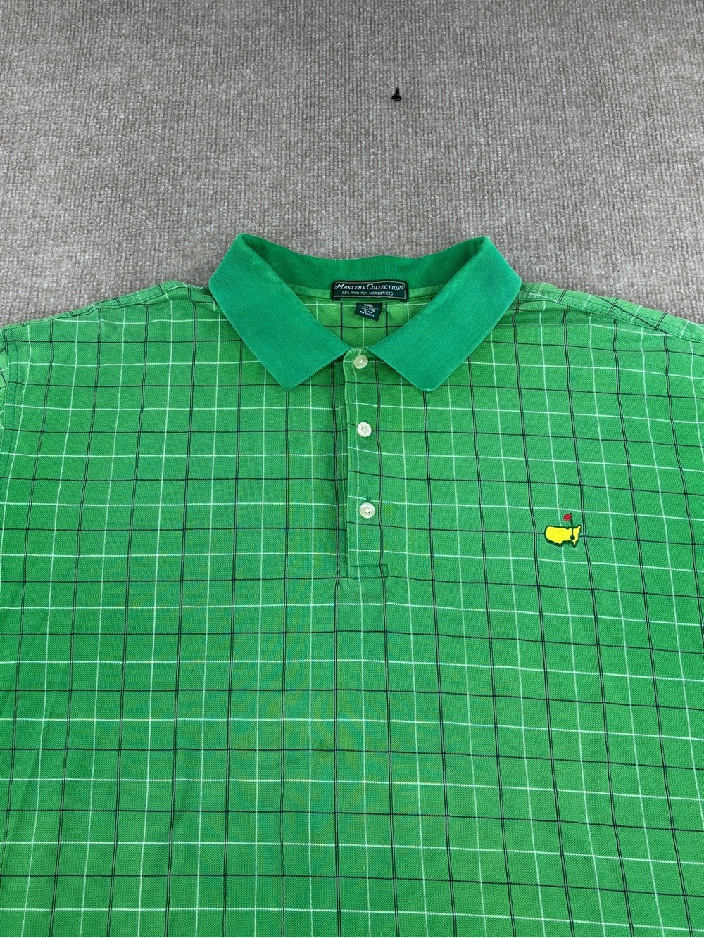 Masters Polo Shirt Mens 2XL Green Plaid Polo 60's Two-Ply Collection Pima Vtg
